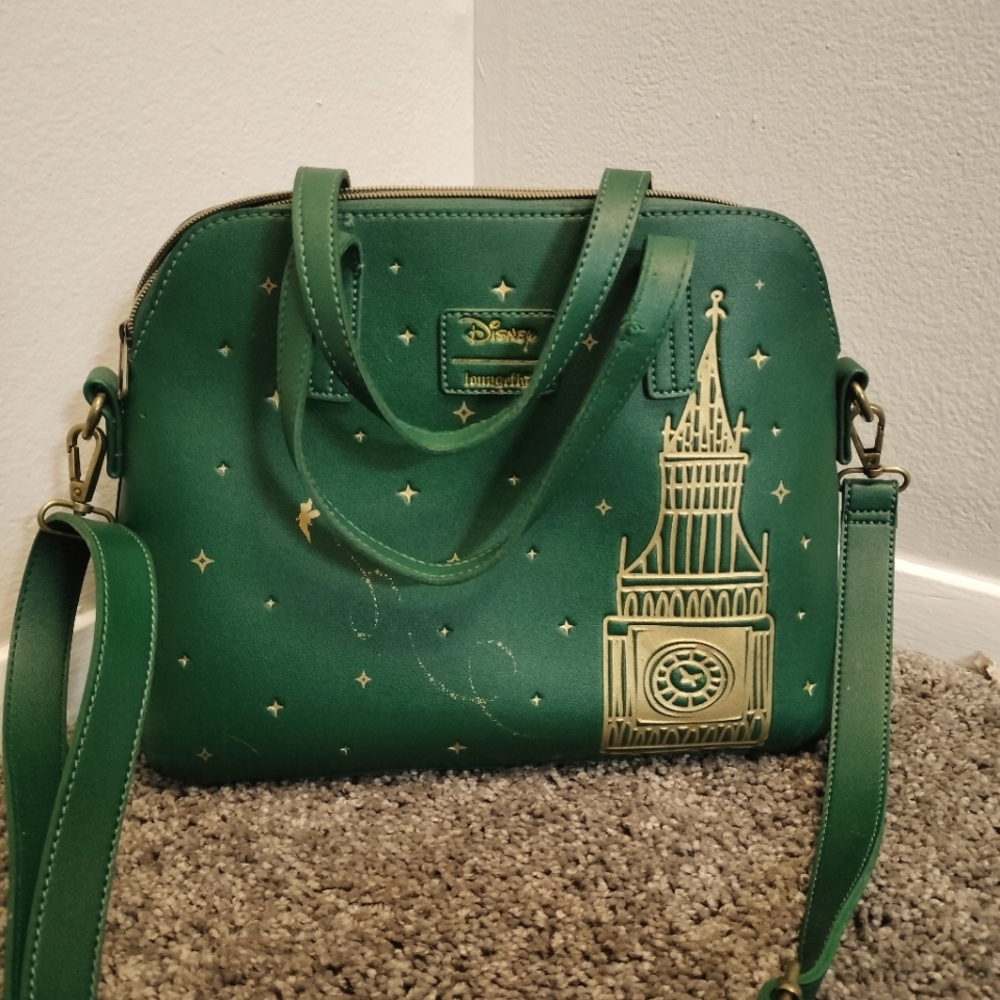 Green and Gold Peterpan Loungefly Crossbody Purse